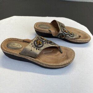 Clarks Artisan Thong Sandals Women's Size 7.5M Beaded 32235,Casual,Comfort
